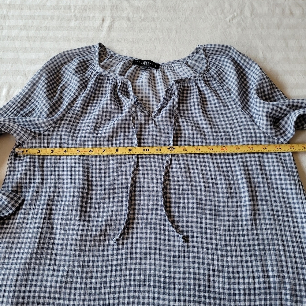 Fred David  Black and White Gingham Blouse Size L - Picture 5 of 9